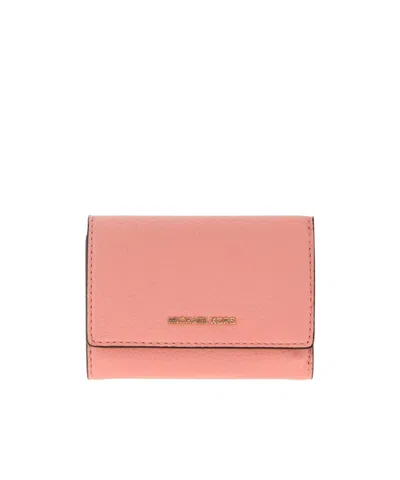 Michael Michael Kors Grained-leather Trifold Wallet In Pink