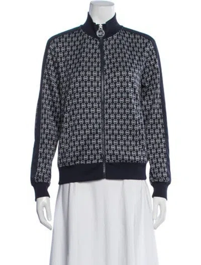 Pre-owned Michael Michael Kors Graphic Print Bomber Jacket In Blue