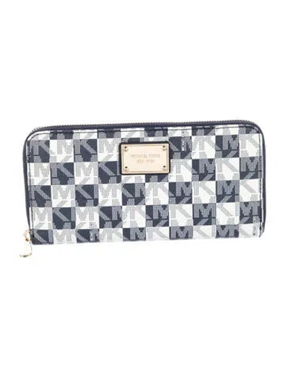 Pre-owned Michael Michael Kors Graphic Print Continental Wallet W/ Tags In Blue