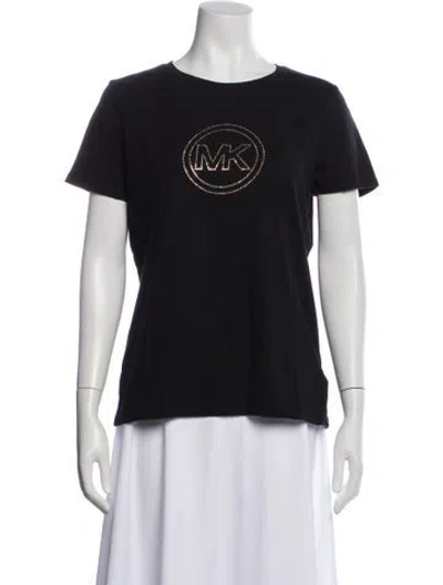 Pre-owned Michael Michael Kors Graphic Print Crew Neck T-shirt In Black
