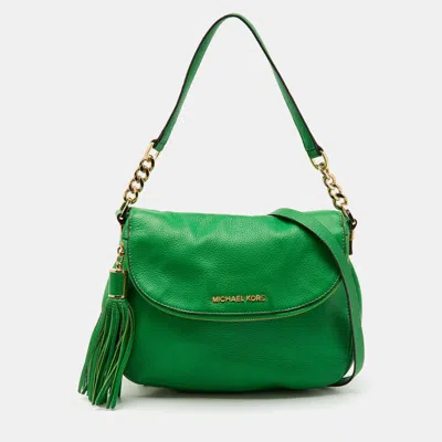 Pre-owned Michael Michael Kors Green Leather Bedford Tassel Crossbody Bag