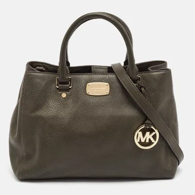 Pre-owned Michael Michael Kors Green Leather Logo Tote