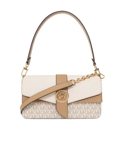 Michael Michael Kors Greenwich Medium Logo Shoulder Bag In Nude
