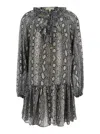 Michael Michael Kors Grey Crewneck Mini Dress In Gray