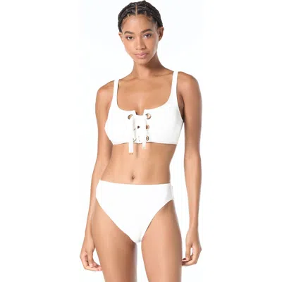 Michael Michael Kors Grommet Solids Lace Up Bralette In White