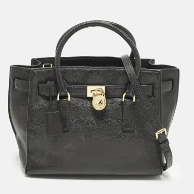 Pre-owned Michael Michael Kors Hamilton Black Leather Satchel