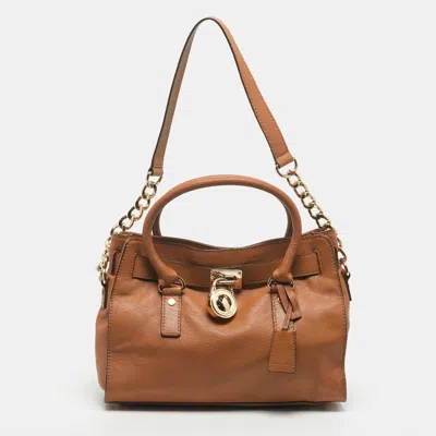 Pre-owned Michael Michael Kors Hamilton East West Medium Brown Leather Tote