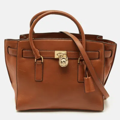 Pre-owned Michael Michael Kors Hamilton East/west Brown Leather Tote