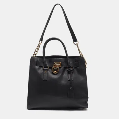 Pre-owned Michael Michael Kors Hamilton Large Black Leather North South Tote