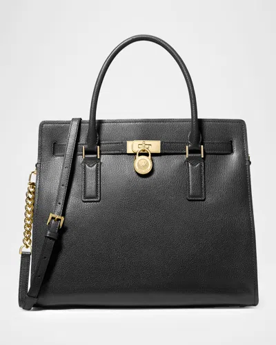 Michael Michael Kors Hamilton Large Leather Top-handle Bag In Black