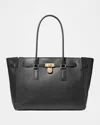 Michael Michael Kors Hamilton Large Leather Tote Bag In Black