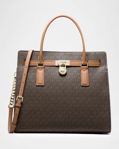 Michael Michael Kors Hamilton Large Logo Top-handle Bag In Brown