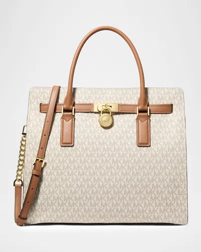 Michael Michael Kors Hamilton Large Logo Top-handle Bag In Neutral