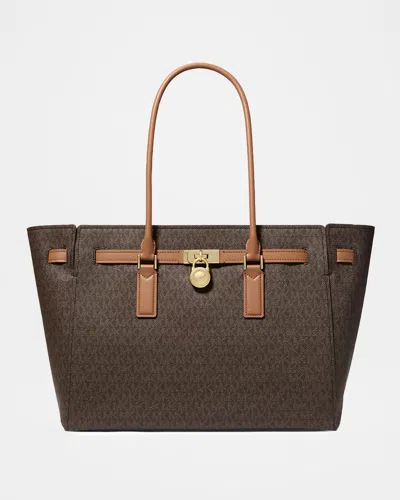 Michael Michael Kors Hamilton Large Logo Tote Bag In Brown