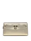 Michael Michael Kors Hamilton Lock-detail Metallic Leather Clutch In Yellow
