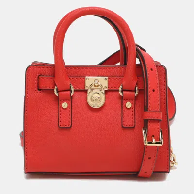 Pre-owned Michael Michael Kors Hamilton Mini Orange Saffiano Leather Crossbody Bag
