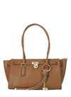 Michael Michael Kors Structured Leather Shoulder Bag With Gold Hardware In Brown