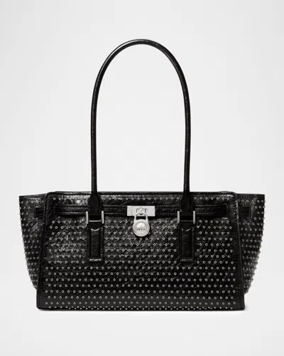 Michael Michael Kors Hamilton Moderne Grommet Leather Shoulder Bag In Black