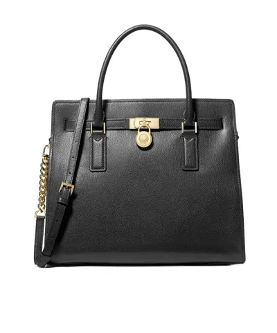 Michael Michael Kors Hamilton Moderne Large Leather Satchel In Black