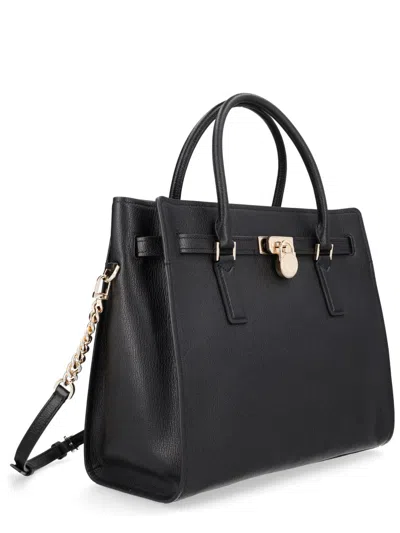 Michael Michael Kors Hamilton Moderne Large Leather Satchel In Black