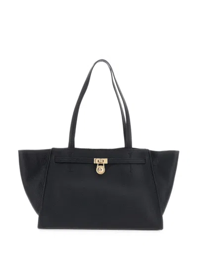 Michael Michael Kors Hamilton Moderne Large Leather Tote Bag In Black