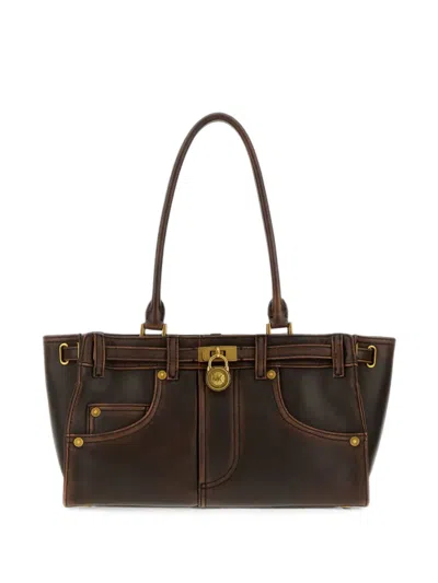Michael Michael Kors Hamilton Moderne Small Burnished Leather Satchel Bag In Brown