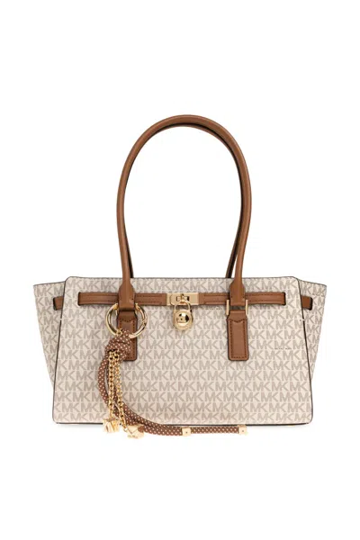 Michael Michael Kors Hamilton Moderne Small Signature Logo Satchel Bag In Brown