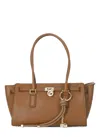 Michael Michael Kors Structured Leather Shoulder Bag With Gold Hardware In Brown