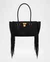Michael Michael Kors Hamilton Small Fringe Suede Tote Bag In Black