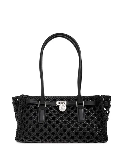 Michael Michael Kors Hamilton Woven Tote Bag In Black