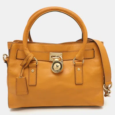 Pre-owned Michael Michael Kors Hamilton Yellow Leather Satchel