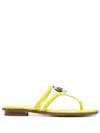 Michael Michael Kors Logo-plaque Thong-strap Slides In Green