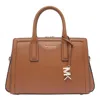 Michael Michael Kors Brown Handbag With Metallic Lettering Logo And Pendant In Brown
