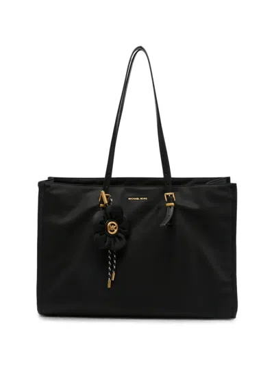 Michael Michael Kors Flower-charm Logo-plaque Tote Bag In Black