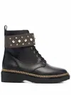 Michael Michael Kors Haskell Studded Logo Leather Boots In Schwarz