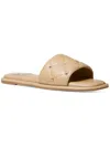 Michael Michael Kors Hayworth Slide Womens Faux Leather Studded Flatform Sandals In Brown