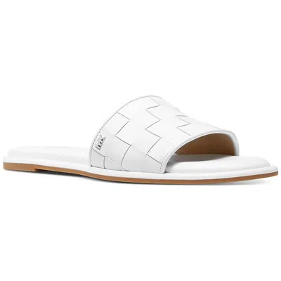 Michael Michael Kors Hayworth Womens Leather Woven Slide Sandals In White