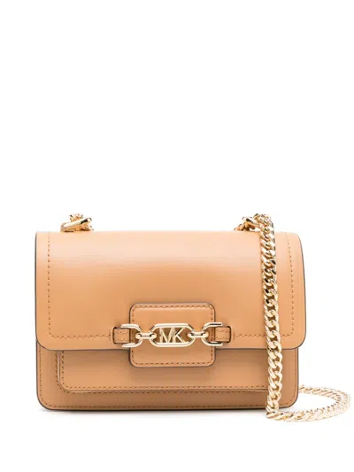 Michael Michael Kors Heather Logo-plaque Leather Shoulder Bag In Brown