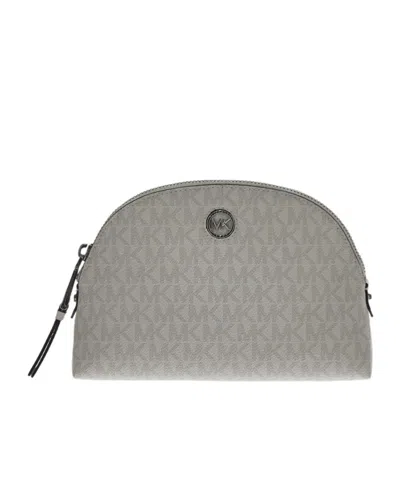 Michael Michael Kors Heritage Logo-plaque Detail Travel Pouch In Gray