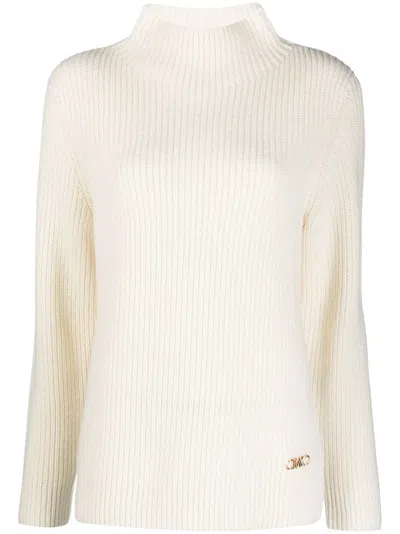 Michael Michael Kors High-neck Ribbed-knit Jumper In Neutrals