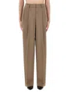 Michael Michael Kors High-waisted Wide Leg Pants With Pleated Front In Brown
