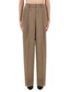 Michael Michael Kors High-waisted Wide Leg Pants With Pleated Front In Brown