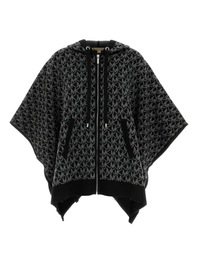 MICHAEL MICHAEL KORS HOODED LOGO-PATTERN PONCHO