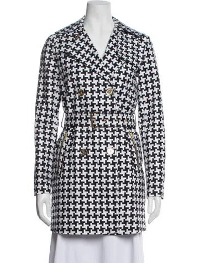 Pre-owned Michael Michael Kors Houndstooth Print Trench Coat In Black