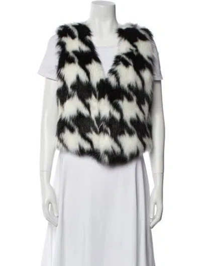Pre-owned Michael Michael Kors Houndstooth Print Vest In Black