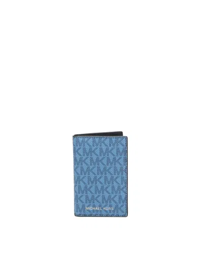 Michael Michael Kors Hudson Logo Bifold Card Holder In Blue