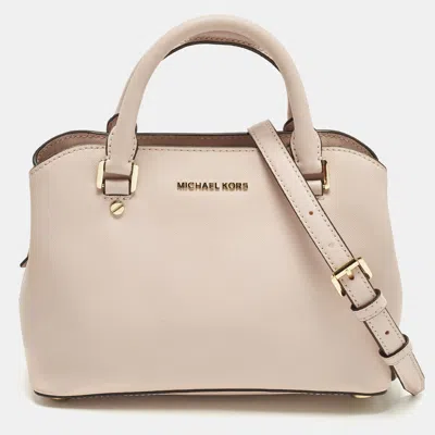 Pre-owned Michael Michael Kors Idina Small Pink Saffiano Leather Satchel