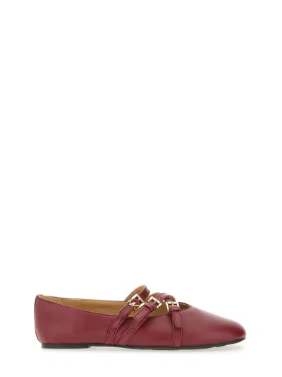 Michael Michael Kors "indy Flex" Leather Ballerina In Burgundy