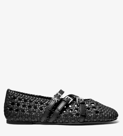 Michael Michael Kors Indy Flex Woven Ballet Flats In Black