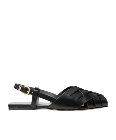 Michael Michael Kors Irene Woven Leather Slingback Sandal In Black